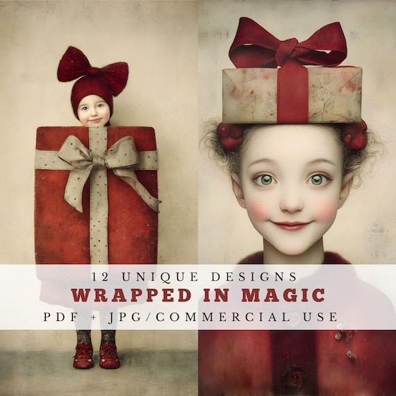 Wrapped in magic: Christmas Collage Papers - Surreal Junk Journal and Scrapbook Art