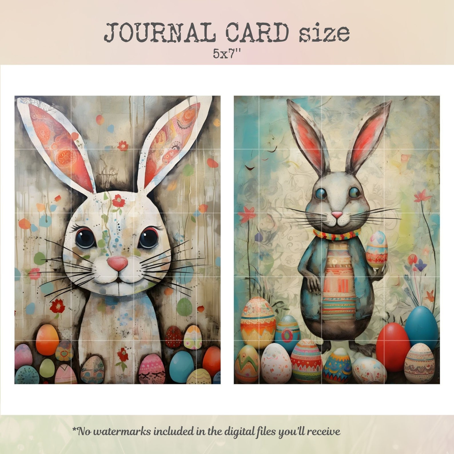 Quirky Easter Bunny Ephemera, Junk Journal Cards (digital Download) - Etsy