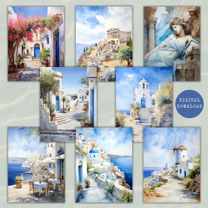 ATC della Grecia baciata dal sole / Documenti per diari estivi di mare e sole / Oggetti effimeri stampabili / Forniture per scrapbooking per diario spazzatura /Digitale