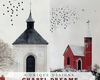 Christmas Chapel Junk Journal Pages, Church Ephemera (PDF & JPG)