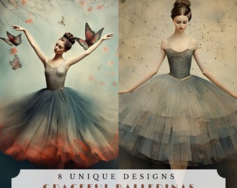 Artículos efímeros de bailarina vintage / Álbum de recortes de ballet, diario creativo (digital)