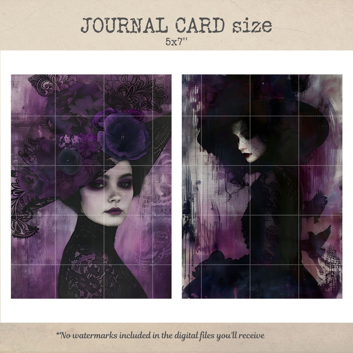 Purple Gothic Victorian Junk Journal Kit, Dark Ephemera (PDF & JPG) - Etsy