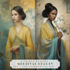 Cartões de diários de beleza medievais, retratos exclusivos, papéis amarelos de diários indesejados, diários indesejados e suprimentos para scrapbooking, coisas efêmeras para impressão