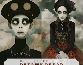 Surreal Junk Journal Pages, Eerie Portraits Ephemera (PDF & JPG)
