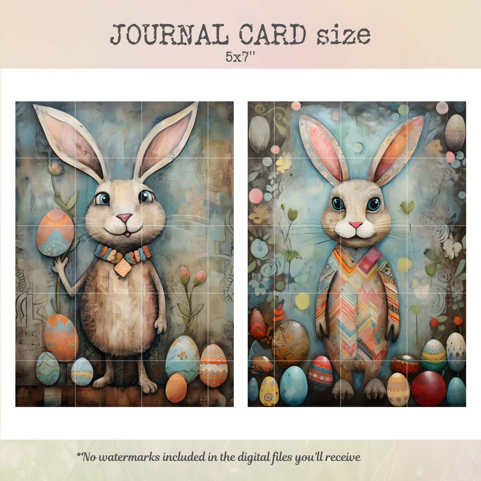 Quirky Easter Bunny Ephemera, Junk Journal Cards (digital Download) - Etsy