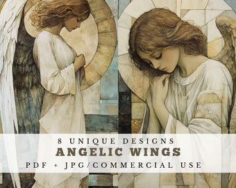 Angel Wings Ephemera, Religious Junk Journal, Collage Sheet (PDF/JPG)