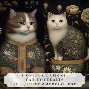 Cartes ATC Portraits de chat pour journal indésirable Imprimable éphémères Scrapbooking Fournitures papier Collage félin Feuille Cartes Téléchargement instantané