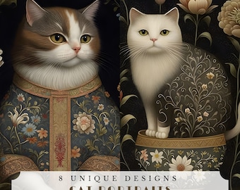 Ritratti di gatti Carte ATC per diario spazzatura Stampabile Ephemera Scrapbooking Carta Forniture Felino Collage Foglio Carte Download immediato