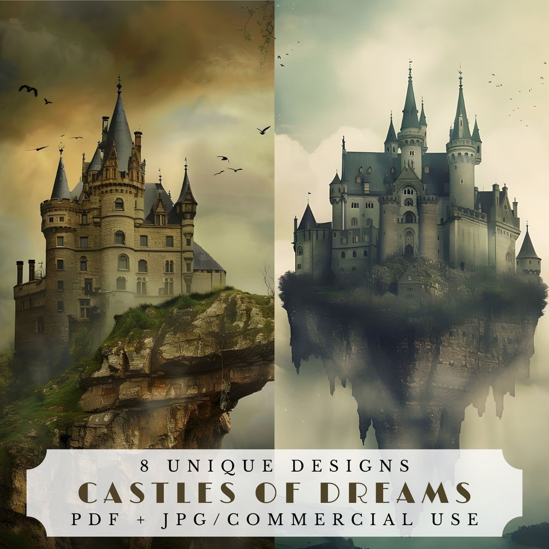 Castles of Dreams, Moody Junk Journal Pages, Printable Scrapbook and ...