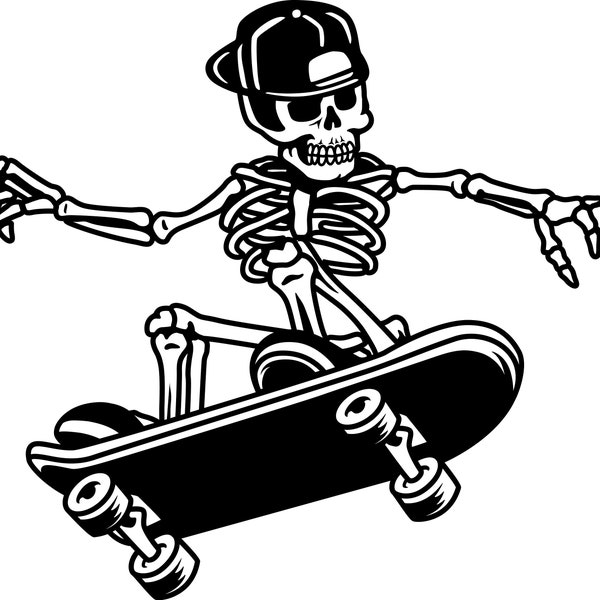 Skeleton Skateboarding Design - SVG File - CNC Routing - CNC Plotting