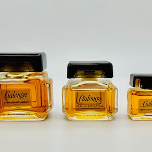 Balenciaga Cialenga Perfume, collection of 3 bottles: 1 fl. oz., 1/2 fl. oz. and 1/4 fl. oz. New