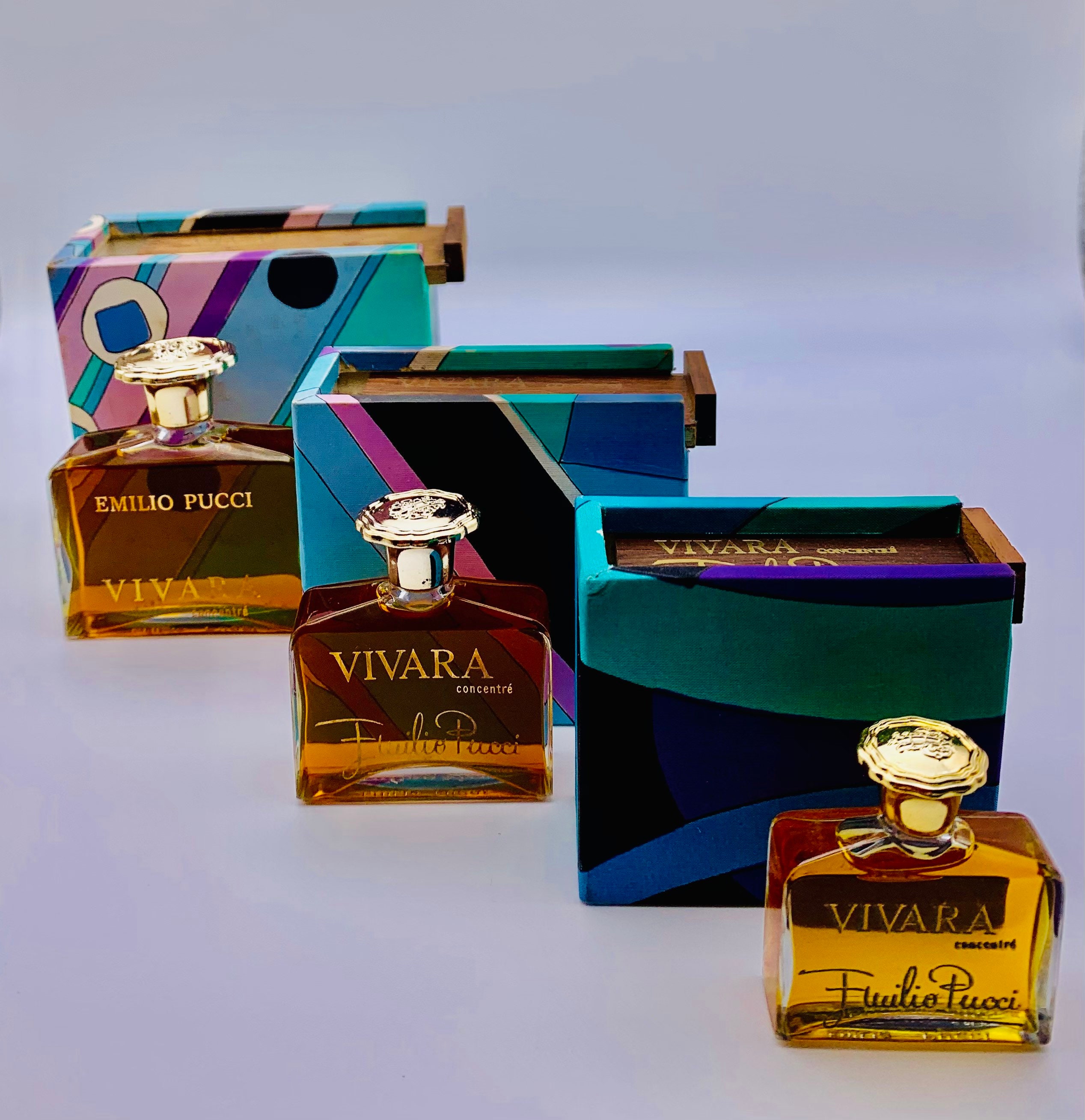 Vivara by Emilio Pucci Concentré, Wooden Box. Collection of 3