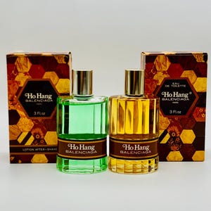 Balenciaga Ho Hang collection: Eau de toilette 3 fl. oz. and Lotion After-Shave 3 fl. oz. Original 1971 Vintage Collectible Sealed