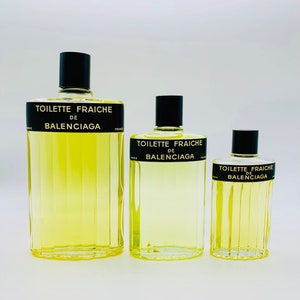 Balenciaga Toilette Fraiche, collection of 3 bottles: 7 fl. oz. , 4 fl. oz. and 1 3/4 fl. oz. Original. New. Rare.