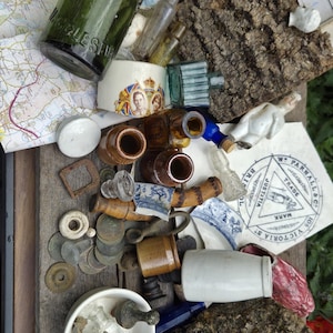 Mudlarking Mystery Bundle | Authentic Victorian Bottle Digging Finds | Antique Pottery, Glass & Relics | 100+ Years Old