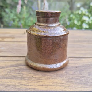 Vintage Glazed Stoneware  Cotton Reel  Ink Bottle