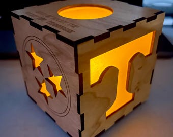 TN Vols Custom Wooden Lantern Light Box | Tealight Candle Holder | Laser Engraved Lamp | Home Decor | by Flicker Lamps
