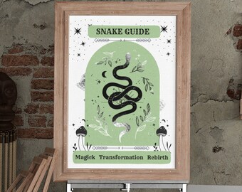 Green Snake Print Witchy Animal Art Digital Download Mystical Home Decor Wall Art Print