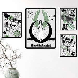 Punk Earth Angel Wall Art Set Of Four Digital Download Witchy Wall Art Mystical Art Goth Wall Art Gothic Art Download Dark Art Printable Art