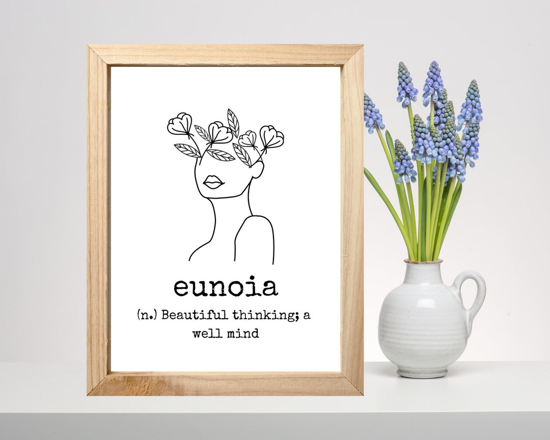 Eunoia Word Definition Art Print Definition Print Minimalist Black and White Printable Wall Art