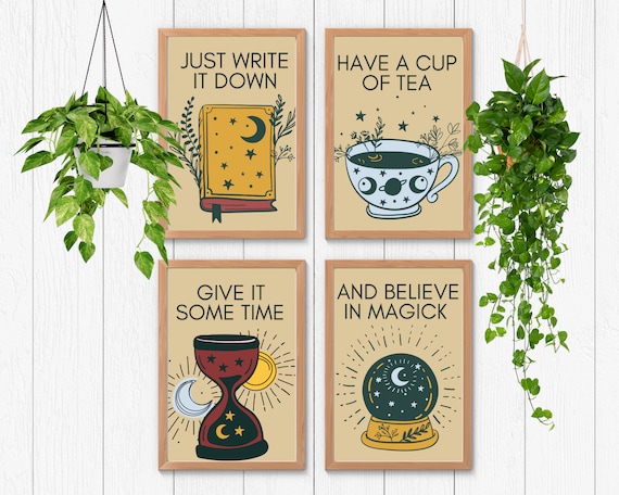 Manifestation Art Digital Download Quote Art Printables Set of Four Printable Wall Art Witchy Wall Decor Printable Witchy Room Decor Mystic