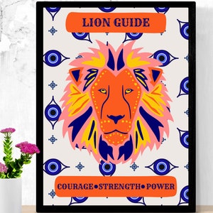 Vibrant Colorful Lion Animal Print Digital Download Wall Art