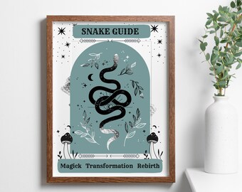 Blue Witchy Snake Wall Art Printable Wall Art Snake Animal Guide Digital Download Witchy Wall Art Mystical Wall Art Print Abstract Art Print