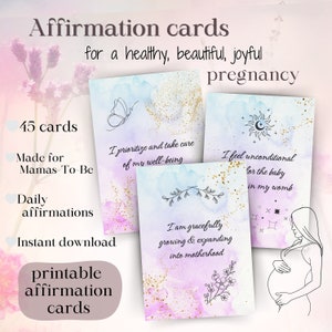 Positive achtsame Schwangerschaft Mantra Affirmationskarten Vorlage, tägliche positive Zitate für Mama Baby, Schwangerschaft Selbstpflege und Gesundheit PDF Karten
