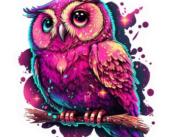 Vivid Pink Owl Sticker - Waterproof Vinyl Decal for Laptops, Water Bottles, Notebooks, Laptop Sticker, Owl Stickers, Owl Lover Gift | 3"