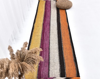 2x8 Turkish Kilim Runner Rug, 2x8 Kilim Runner, 2x8, Hand Woven Kilim Rug, Dark Pink & Yellow Kilim, Vintage Runner 2x8, Rug For Kitchen