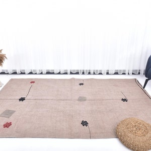 5x8 Hemp Rug 5x8 Light Brown Kilim Hemp Rug 5x8 Rug Natural Handmade Hemp Rug Soft Pastel Bohemian Hemp Rug 5x8 Rug For Farmhouse Decor