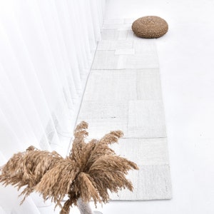 2x8 Modern Vintage Runner Rug, 2x8 Vinatge Runner 2x8 Natural Handmade Hemp 2x8 Runner Rug White Beige Runner Rug 2x8 Hemp Runner Bohodecor