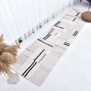 2x2m Weiß Schwarzer Hanf Läufer Teppich, Weißtöne Türkisch Vintage Style Natürliche Handgefertigte Hanf Texture Hanf Runner Teppiche Für Wäsche Entrway