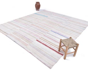 8x10 Hemp Rug - 8x10 Cream Beige Hemp Rug - Oversized Hemp Rug - Large Area Rug - Natural Hand Woven Hemp- Hemp Rug 8x10 - Rug For Farmhouse