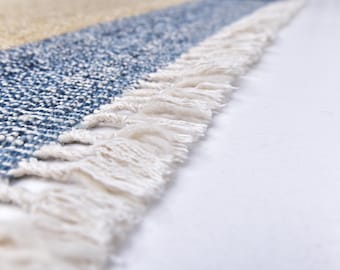 6x9 Wool Handwoven Kilim Rug, 6x9 Geometric Area Rug,  6x9 Kilim Rug, 6x9 Mustard Blue Kilim Rug, 6x9 Area Rug, Kithcen Rug, Farmhouse Rug