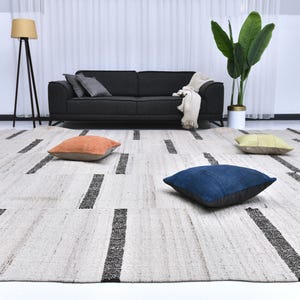 11x14 Palace Size Area Rug, Striped Wool Rug, 11x14 Handmade Rug, Minimalist Home Decor, Large Area Rug, Scandinavian Style Rug 11x14