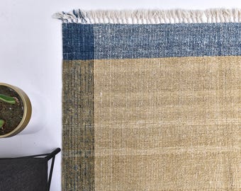 6x9 Handmade Wool Kilim Rug, 6x9 Geometric Area Rug,  6x9 Kilim Rug, 6x9 Mustard Blue Kilim Rug, 6x9 Area Rug, Kithcen Rug, Farmhouse Rug