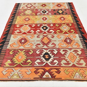 5x9 Area Rug, 5x9 Mid Ceuntry Kilim, 5x9 Vintage Turkish Kilim Rugs, 5x9, Wool Handmade Turkey, 5x9 Kilim Rug, Rug For Bohemian Home Room
