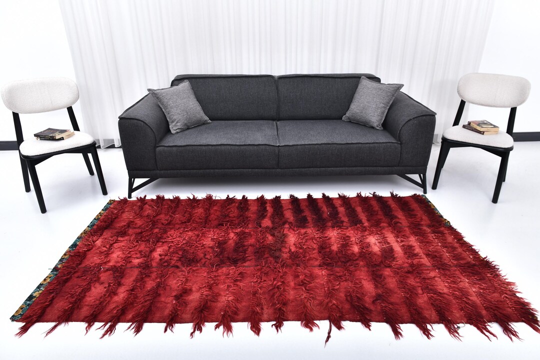 4x8 Inch Rug 4x8 Wide Red Tulu Filikli Kilim Rug, 4x8 Kilim Rug, 4x8 Rug, Handmade ...