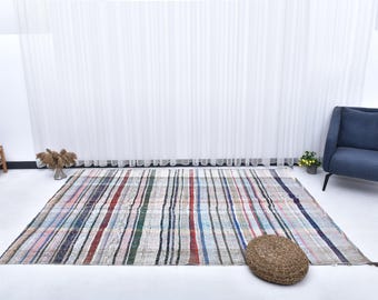 6 x 9, tapis kilim minable 6 x 9, tapis kilim moderne vintage 6 x 9, 6 x 9, tapis kilim tissé à la main, tapis 6 x 9, décoration de ferme, tapis de salon