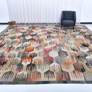 13x15 Rug, 13x15 Kilim Rug, 13x15 TURKISH VINTAGE KILIM Rug, Oversize Kilim Rug, Extra Large Area Rug, 13x15 Vintage Rug, Living Room Rug