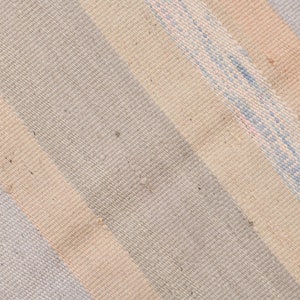 K&ouml;nnte beinhalten: Nahaufnahme eines gewebten Stoffes mit diagonalen Streifen in Beige-, Hellblau- und Rosat&ouml;nen.