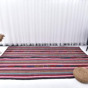 6x9 Area Rug, 6x9 Kilim Rug, 6x9 TURKISH VINTAGE KILIM Rug, Striped Handwoven Kilim, 6x9 Rugs, Bohemian Eclectic Style, Rugs For Bedroom 60s