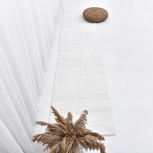 2x8 Bohemian Vintage Runner Rug, 2x8 Vintage Runner, 2x8, Natural Handmade Hemp, 2x8 Runner Rug, White Beige Carpet, Hemp Runner Rug, Gift