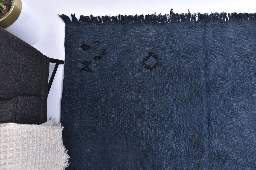 6x7 Vintage Blue Hemp Rug, 6x7 Blue Rug, Handmade Hemp Rug, 6x7 Area ...