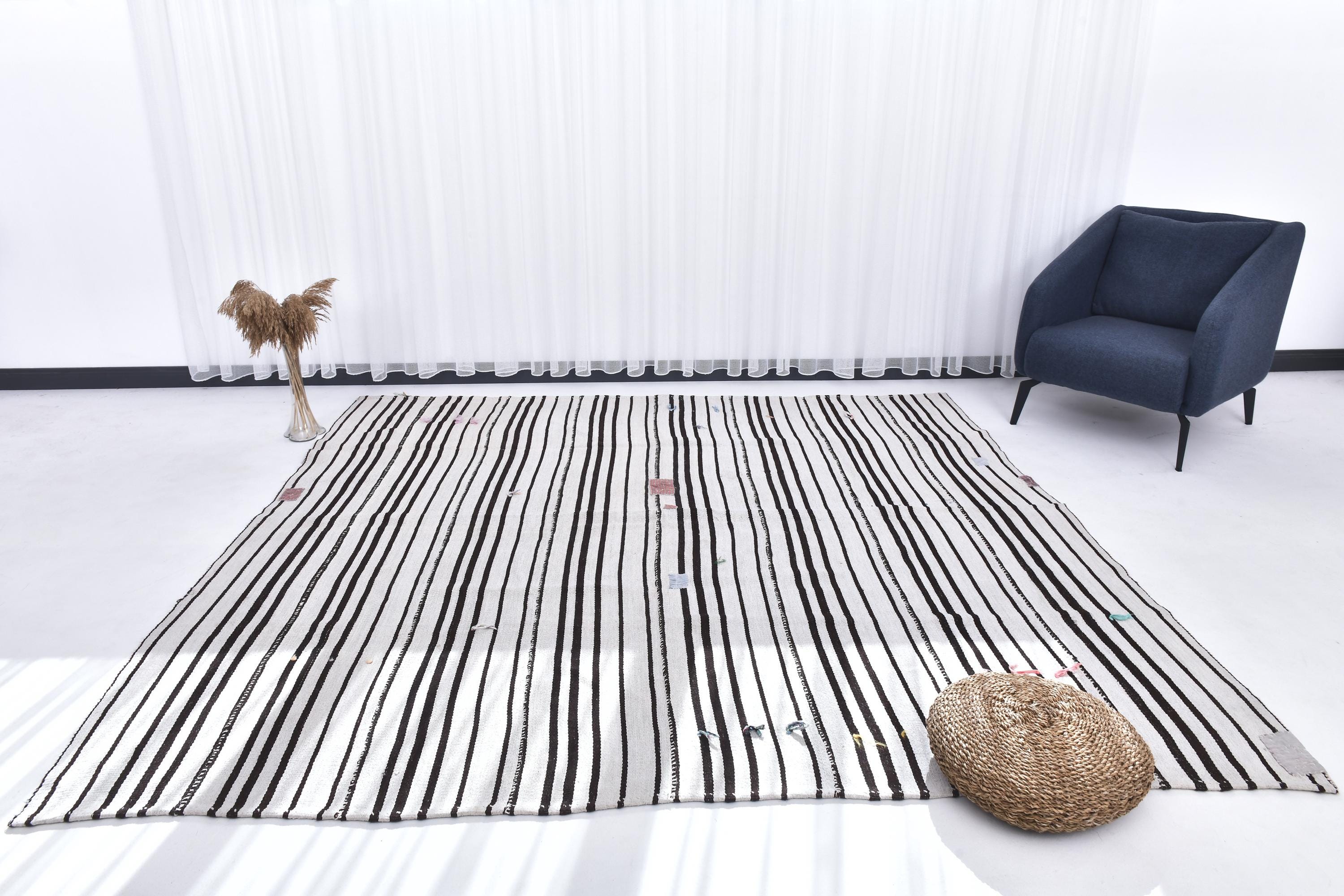8x8 Area Rug, 8x8 Hemp Rug, 8x8 Square White Black Hemp Rug, Natural ...
