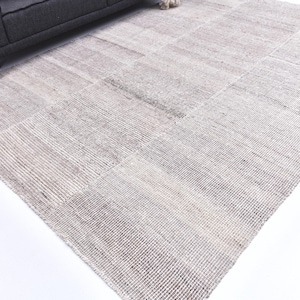 Tapis kilim marron beige 9 x 12, tapis kilim laine jute, grand tapis tissé à la main, tapis kilim 9 x 12, style moderne à rayures, tapis 9 x 12, grand tapis turc