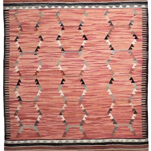 13x15 Red & Brown Kilim Rug, Oversize Kilim Rug Large Area Rug Handmade Wool Rug 13x15 Rugs Red Brown Carpet Kilim Rug 13x15 Rug For Bedroom
