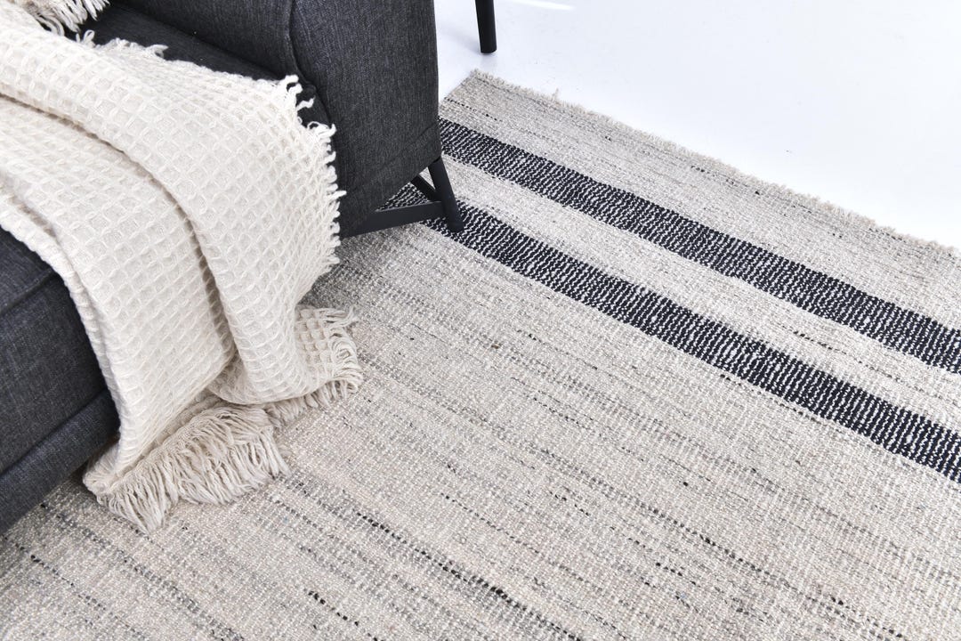 6x10 Beige & Black Striped Kilim Rug, 6x10 Extra Large Area Rug, 6x10 ...