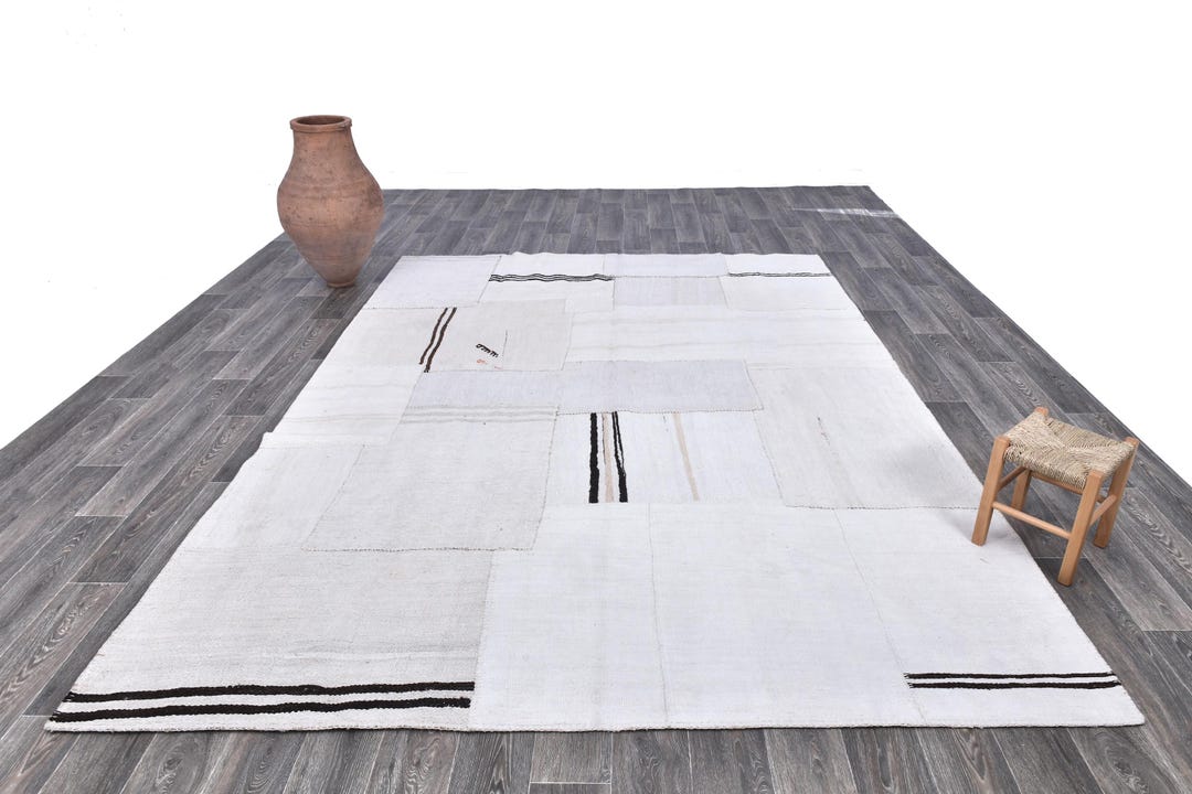 7x12 Rug 7x12 Area Rug, 7x12 Hemp Rug, 7x12 White & Ivory Hemp Rug, Oversize ...